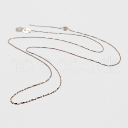 925 Sterling Silver Box Chain Necklaces STER-F039-45cm-13RG-1