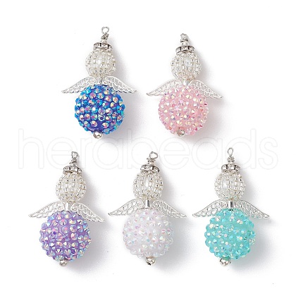 5Pcs Glass Seed Beads Alloy Pendants PALLOY-MZ00283-S-1