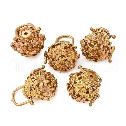 Brass Hollow Cage Pendants KK-P094-14-1