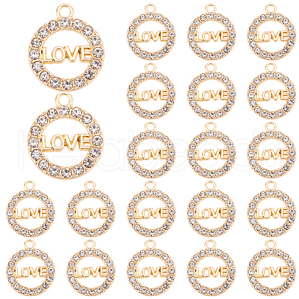   30Pcs Zinc Alloy Crystal Rhinestone Pendants RB-PH0001-20-1