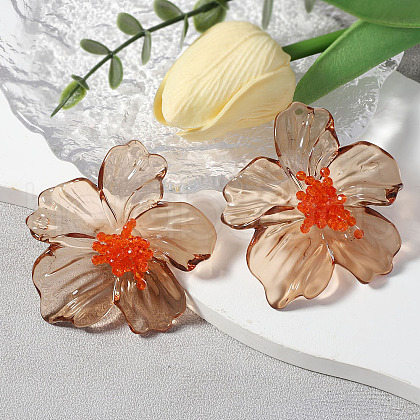 Flower Transparent Acrylic Stud Earrings FS-WGF3DA5-05-1