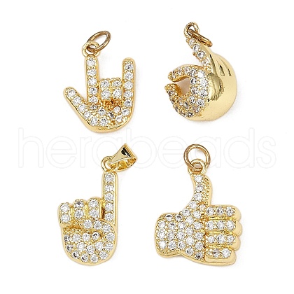 Brass Micro Pave Cubic Zirconia Pendants KK-S526-14G-1