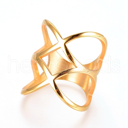Unisex 304 Stainless Steel Finger Rings RJEW-L091-10-G-17mm-1