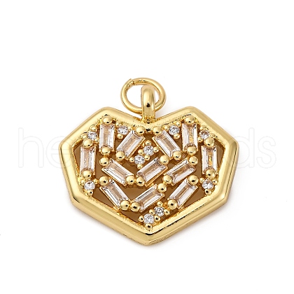 Brass Micro Pave Cubic Zirconia Pendants KK-P308-17G-1