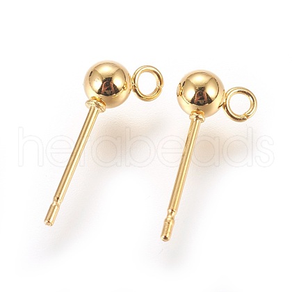 304 Stainless Steel Ball Stud Earrings Findings X-STAS-P227-17G-1