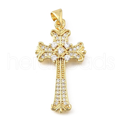 Brass Micro Pave Cubic Zirconia Pendants KK-Q066-38G-1