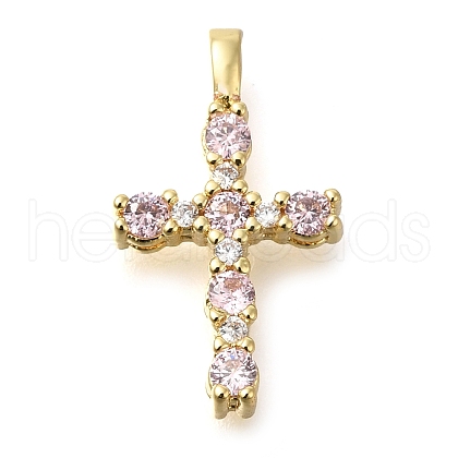 Brass Pave Clear Cubic Zirconia Pendants KK-M101-01G-04-1