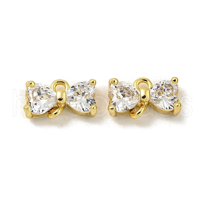 Brass Clear Cubic Zirconia Connector Charms KK-G490-10G-1