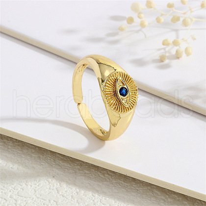 Brass Micro Pave Cubic Zirconia Cuff Rings for Women FS-WG0CF5A-04-1