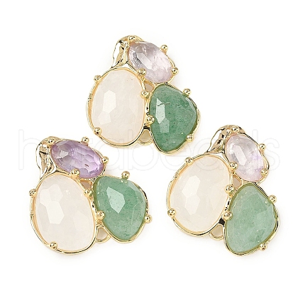 Natural Amethyst/Green Aventurine/Quartz Crystal  Links connectors G-E526-28M-1