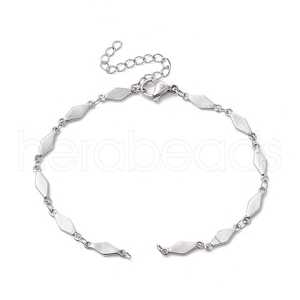 304 Stainless Steel Rhombus Link Chain Bracelet Making AJEW-JB01320-02-1