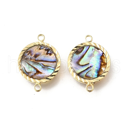 Brass Pave Natural Paua Shell Connector Charms KK-E794-01G-04-1