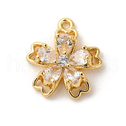 Brass Micro Pave Cubic Zirconia Charms KK-D371-04B-G-1
