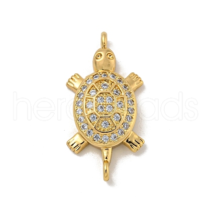Brass Pave Clear Cubic Zirconia Sea Animal Connector Charms KK-N254-128G-1