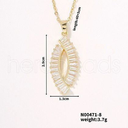 Fashionable and Elegant Brass Pave Clear Cubic Zirconia Horse Eye Pendant Necklaces for Women LE2728-2-1