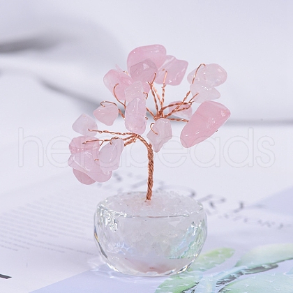 Natural Rose Quartz Chips Tree of Life Decorations PW-WG59DDD-01-1
