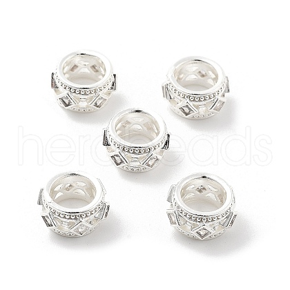 Brass Micro Pave Clear Cubic Zirconia European Beads KK-R216-06S-1