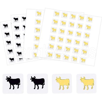 Olycraft 80 Sheets 2 Color Cartoon Animal Meal Stickers DIY-OC0008-67A-1