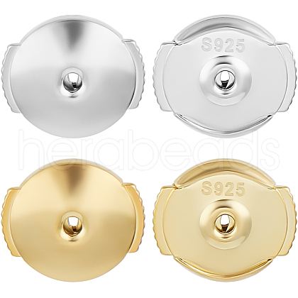 Beebeecraft 4Pairs 2 Colors 925 Sterling Silver Ear Nuts STER-BBC0007-58-1