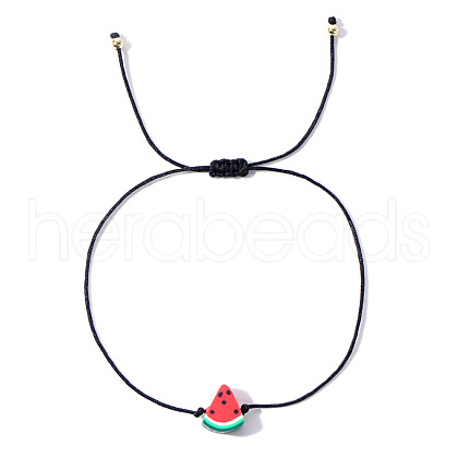 Fruit Watermelon Polymer Clay Braided Bead Bracelets LP5577-1-1