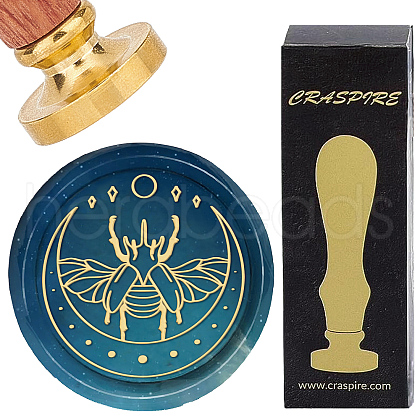 Brass Wax Seal Stamps with Wood Handle AJEW-WH0412-0123-1