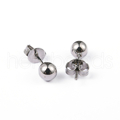 Tarnish Resistant 304 Stainless Steel Ball Stud Earrings X-EJEW-2224-5mm-P-1