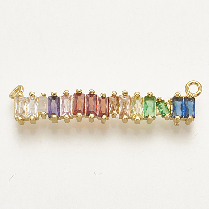 Brass Micro Pave Cubic Zirconia Pendants ZIRC-S061-63G-1