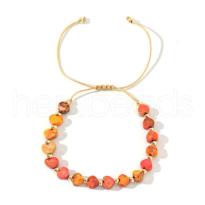 Heart Natural & Dyed Imperial Jasper Braided Bead Bracelets for Men Women QP8530-4-1