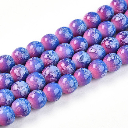 Baking Painted Glass Beads Strands X-DGLA-N008-8mm-02-1