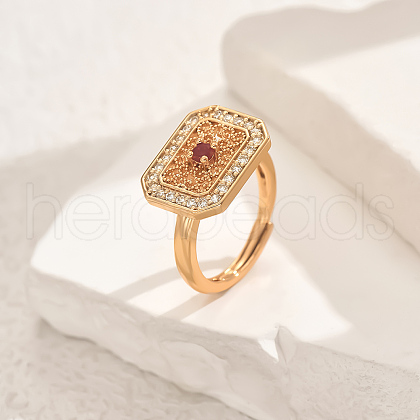 Geometric Hollow Brass Micro Pave Cubic Zirconia Adjustable Finger Rings for Women ZD6795-4-1