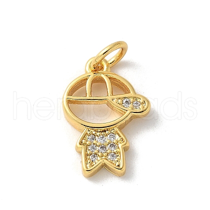Brass Micro Pave Cubic Zirconia Pendants KK-P292-21D-G-1