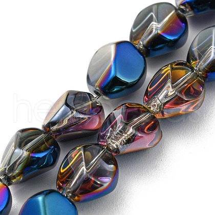 Half Plated Electroplate Transparent Glass Beads Strands EGLA-G037-04A-HP03-1