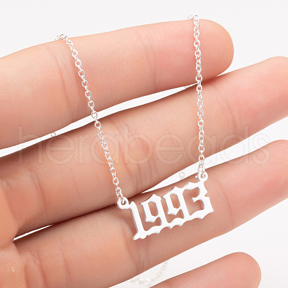 1993 Birth Year Number 201 Stainless Steel Pendant Cable Chain Necklaces FS-WGB5F08-15-1