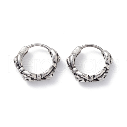 304 Stainless Steel Skull Hoop Earrings for Men Women EJEW-F312-07AS-1