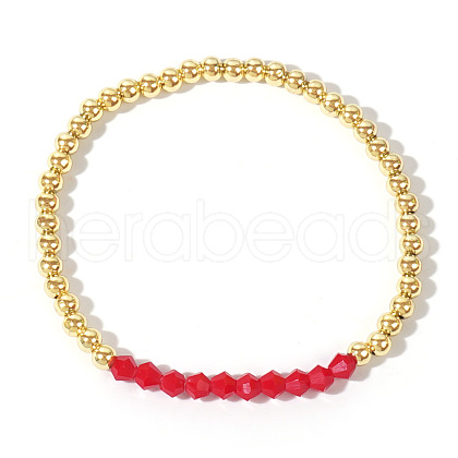 Colorful Birthstone Faceted Bicone & Brass Beaded Stretch Bracelets for Women RJ7989-7-1