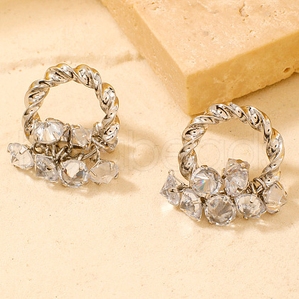 Chic Fashionable Luxe Women's Brass Rhinestone Twisted Stud Earrings LQ2144-2-1