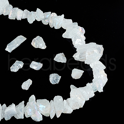 AHADERMAKER 1 Strand Electroplated Raw Rough Natural Quartz Crystal Beads Strands G-GA0001-70-1