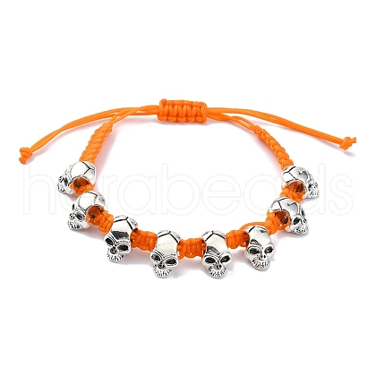 Halloween Theme Adjustable Nylon Cord Braided Beads Bracelets BJEW-JB10918-S-1