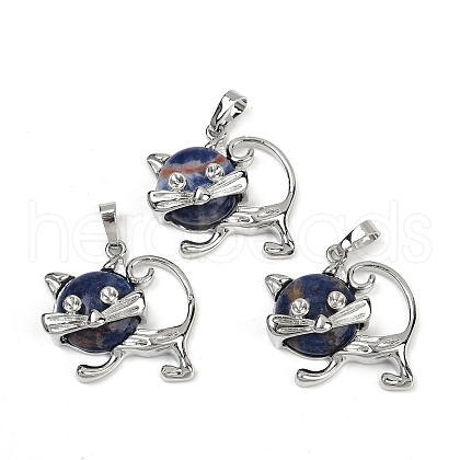 Natural Sodalite Kitten Pendants G-J386-C17-12-1