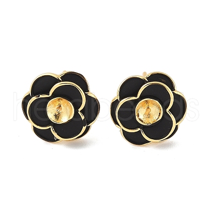 Flower Brass & Sterling Silver Pin Stud Earrings KK-M326-22G-1