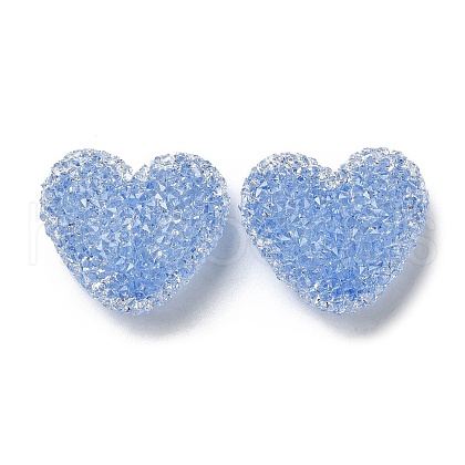 Drusy Heart Resin Rhinestone Beads RESI-C038-01F-1