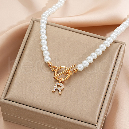 Alloy Crystal Rhinestone Letter Pendant Necklaces FS-WG0709C-09-1