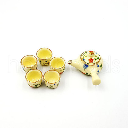 Porcelain Miniature Teapot and Cup Set Ornaments PORC-PW0001-052-1