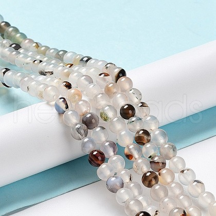 Natural Dendritic Agate Beads Strands G-D845-04-8mm-1
