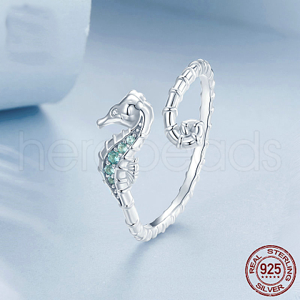 925 Sterling Silver Micro Pave Cubic Zirconia Adjustable Open Cuff Rings for Women FS-WG3D7C7-01-1