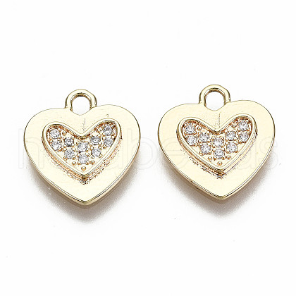Brass Micro Pave Clear Cubic Zirconia Charms KK-S356-223G-NF-1