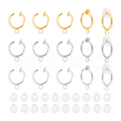 Unicraftale 24Pcs 3 Colors Brass Clip-on Hoop Earring Findings KK-UN0001-97-1