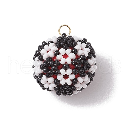 Glass Seed Beaded Football Pendants PALLOY-MZ00549-1