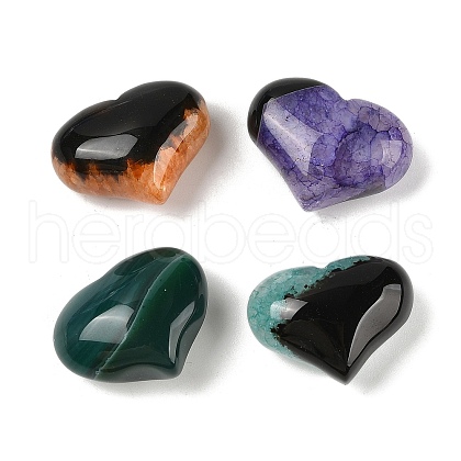 Mother's Day Gifts Natural Druzy Agate(Dyed & Heated) Heart Palm Stone G-Q021-01-1