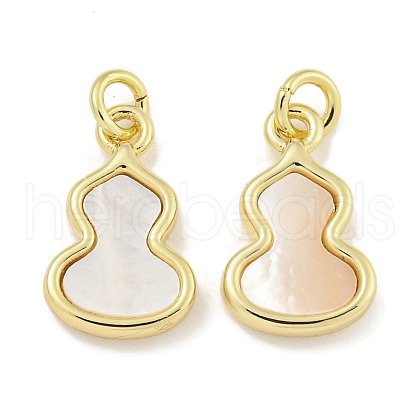 Brass Pave Sea Shell Gourd Charms KK-Q820-16G-1